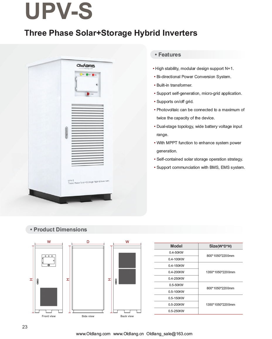 Upv Solar UPV-S Three Phase Solar+Storage Hybrid Inverters_Oldlang Group